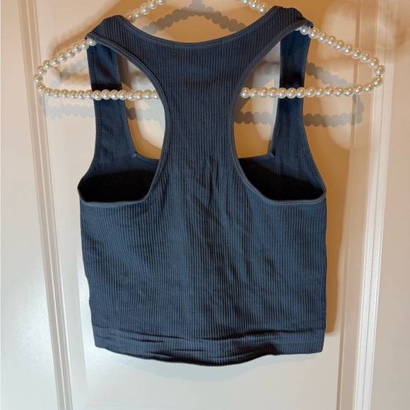 Honey Peach Ribbed Racerback Crop Tank – Slate Blue – Size Small - Picture 2 of 7